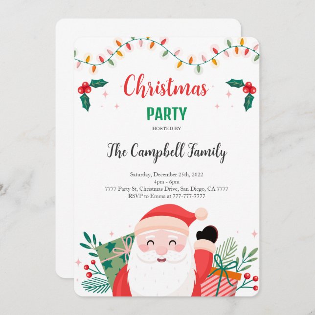 Editable Holiday Party Invitation (Front/Back)
