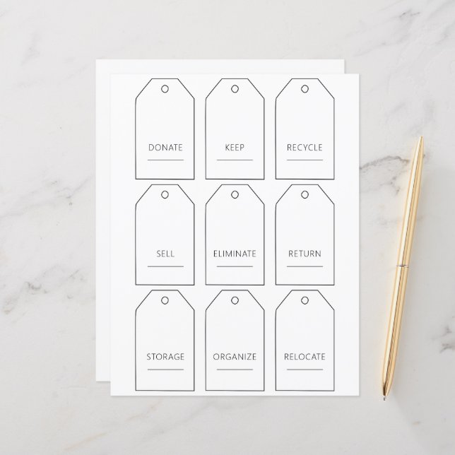 Editable Home Decluttering Tag Set (Front/Back In Situ)