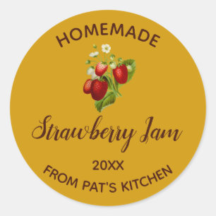 Editable Homemade Strawberry Jam Classic Round Sticker