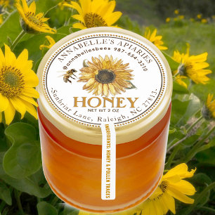 Editable Honey Ingredients Jar Lid Security Label