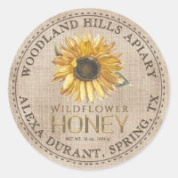 Editable Honey Jar Bee Sunflower Label