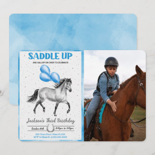 Editable Horse Birthday Photo Invitation