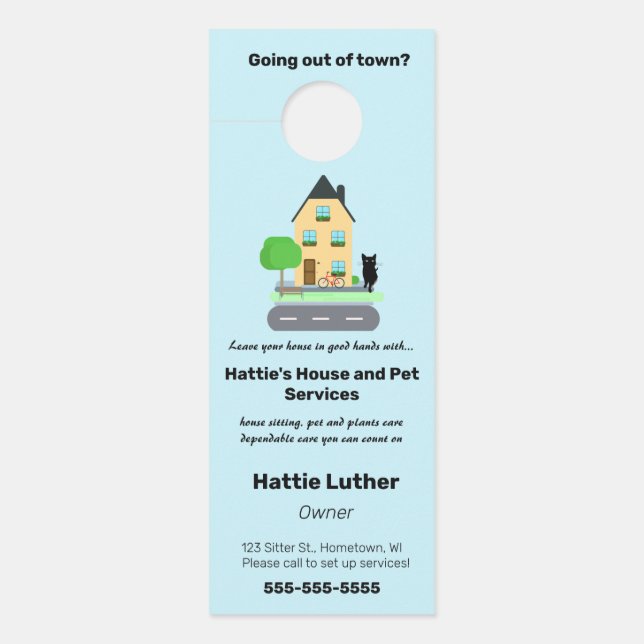 Editable House and Pet Sitter Door Hanger (Front)