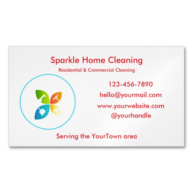 Editable House Cleaning Business Card  (Front)