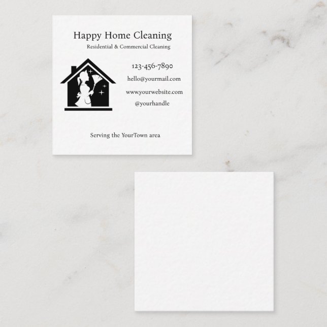 Editable House Cleaning Business Card  (Front/Back)