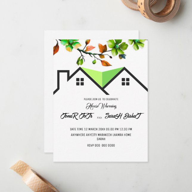 Editable House Warming Invitation, House Warming P Card (Front/Back In Situ)