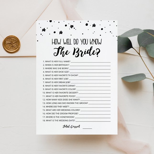 Editable How well do you know the Bride game Card (Creator Uploaded)