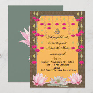 Editable Indian Wedding Haldi Invitation Card