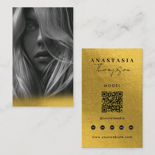 Editable Influencer Content Creator Gold Business Card (Front/Back)