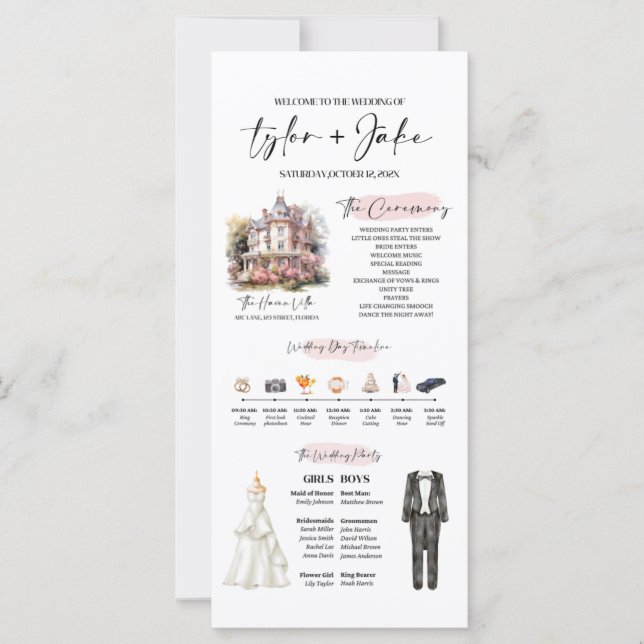 Editable Infographic Wedding Program Template (Front)