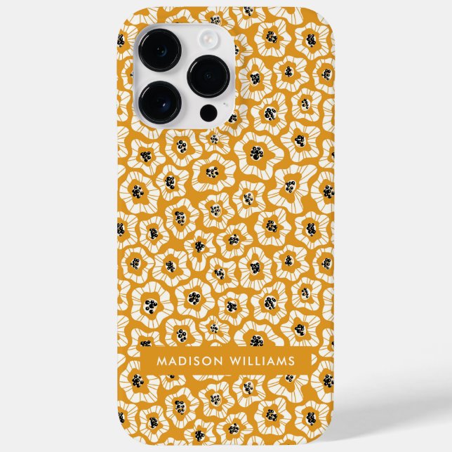Editable inscription Flowers Minimalist  Case-Mate iPhone Case (Back)