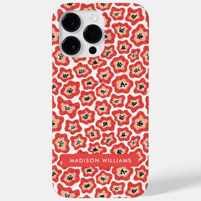 Editable inscription Flowers Minimalist  Case-Mate iPhone Case (Back)