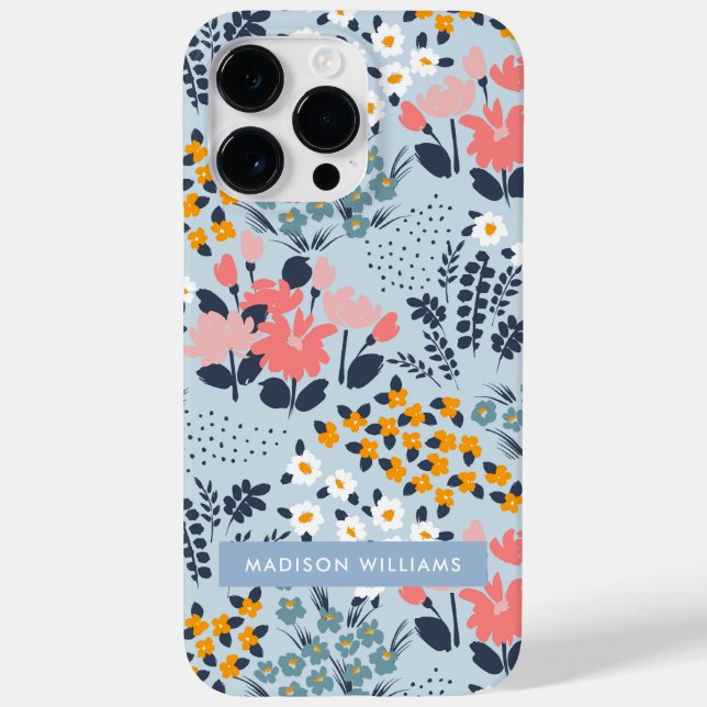 Editable inscription Flowers Minimalist  Case-Mate iPhone Case (Back)