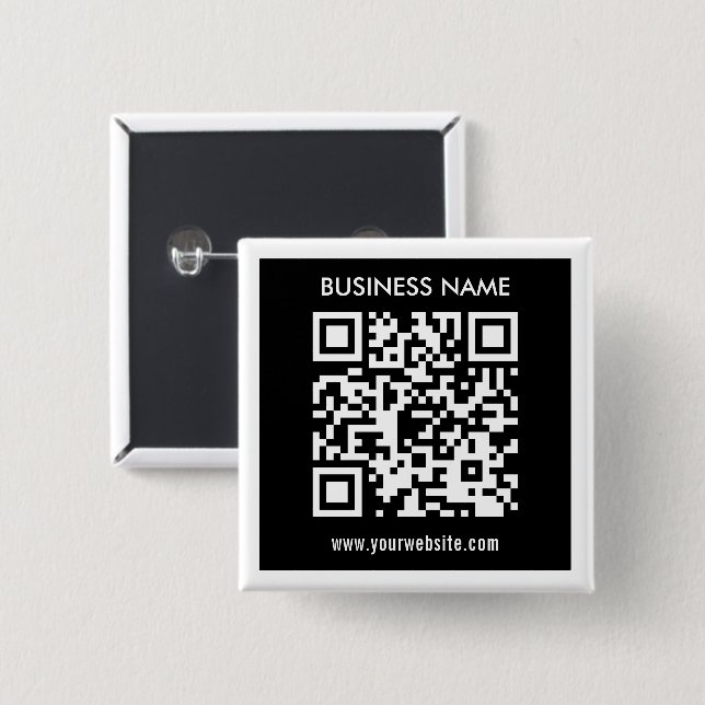 Editable (instantly generated) QR code | Black 15 Cm Square Badge (Front & Back)