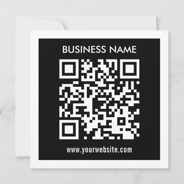 Editable (instantly generated) QR code | Black Invitation (Front)