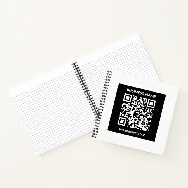 Editable (instantly generated) QR code | Black Notebook (Inside)