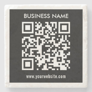 Editable (instantly generated) QR code   Black Stone Coaster
