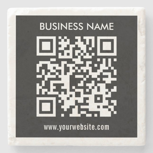 Editable (instantly generated) QR code | Black Stone Coaster (Front)