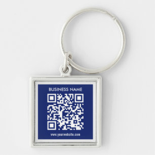 Editable (instantly generated) QR code   Navy Blue Key Ring