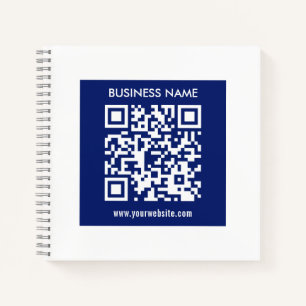 Editable (instantly generated) QR code   Navy Blue Notebook