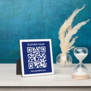 Editable (instantly generated) QR code   Navy Blue Plaque