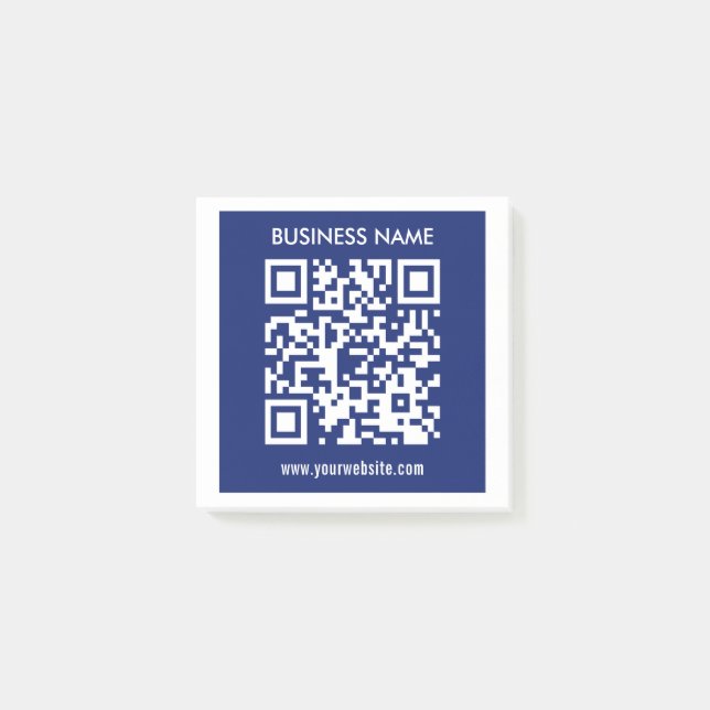 Editable (instantly generated) QR code | Navy Blue Post-it Notes (Front)