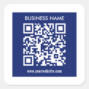 Editable (instantly generated) QR code   Navy Blue Square Sticker