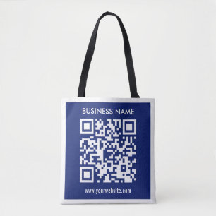 Editable (instantly generated) QR code   Navy Blue Tote Bag