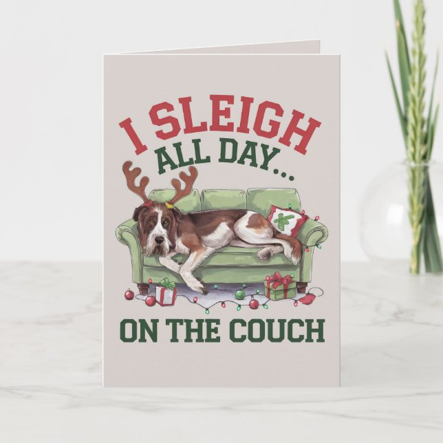 EDITABLE Irish Wolfhound Funny Dog Christmas Card (Front)