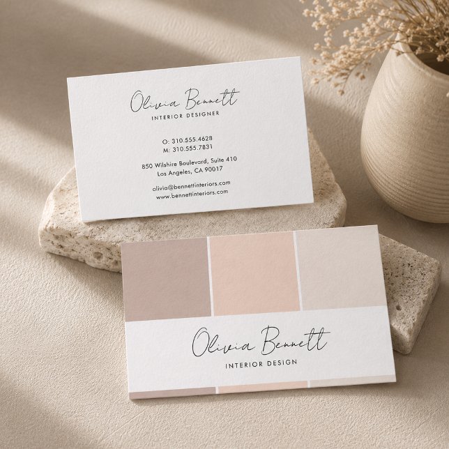 Editable Ivory Colour, Modern Interior Designer Business Card (Editable Ivory Color, Modern Interior Designer Business Card)