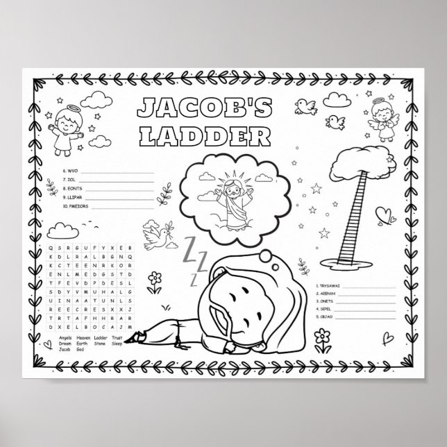 Editable jacobs ladder colouring mat  poster (Front)