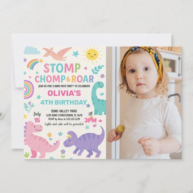 Editable Kids Dino Party Invite (Front)