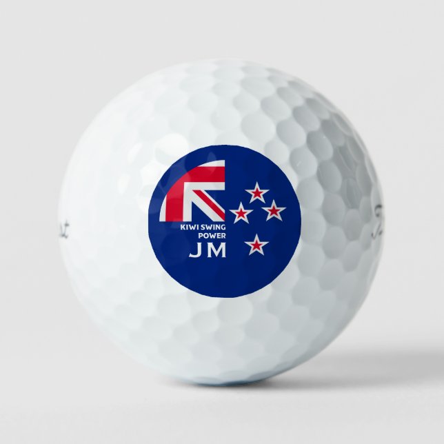 Editable Kiwi New Zealander Golfing Golf Balls (Front)