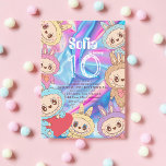 Editable Labubus Holographic Kids Birthday Invitation<br><div class="desc">These beautiful kids invitation for girl 10th birthday with imitation of pink glitter and elegant modern script.  Birthday Invitation Template is Kids birthdays are special,  and this invite can help it make a memorable birthday party.</div>