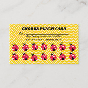 Editable Lady Bug Chores Rewards Card