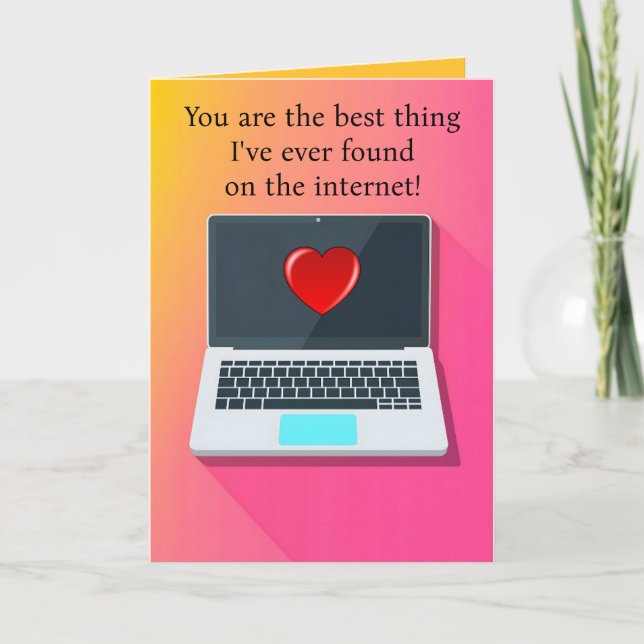 Editable Laptop Internet Dating Valentine's Day  Card (Front)