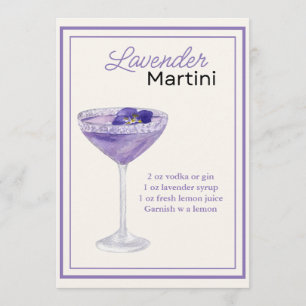 Editable Lavender Martini Recipe Card
