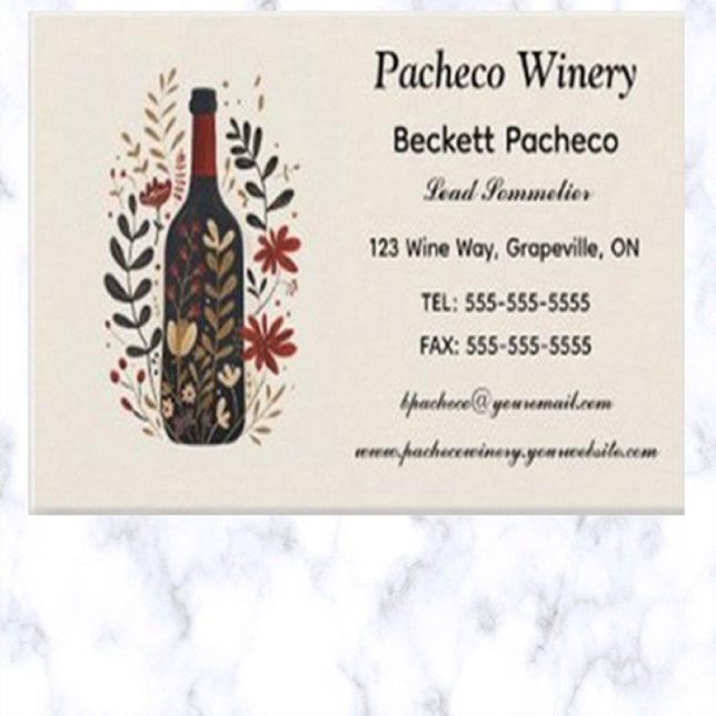 Editable Lead Sommelier Wine Taster Winery Business Card (Creator Uploaded)