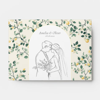 Editable Lemon Summer Mediterranean Wedding Envelope