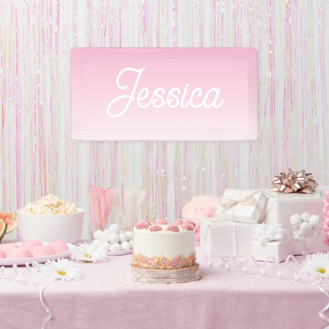(Editable) Light Pink Color Ombre & Your Text Banner (Party)
