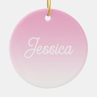 (Editable) Light Pink Color Ombre & Your Text Ceramic Tree Decoration