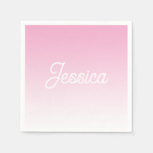 (Editable) Light Pink Color Ombre & Your Text Napkin