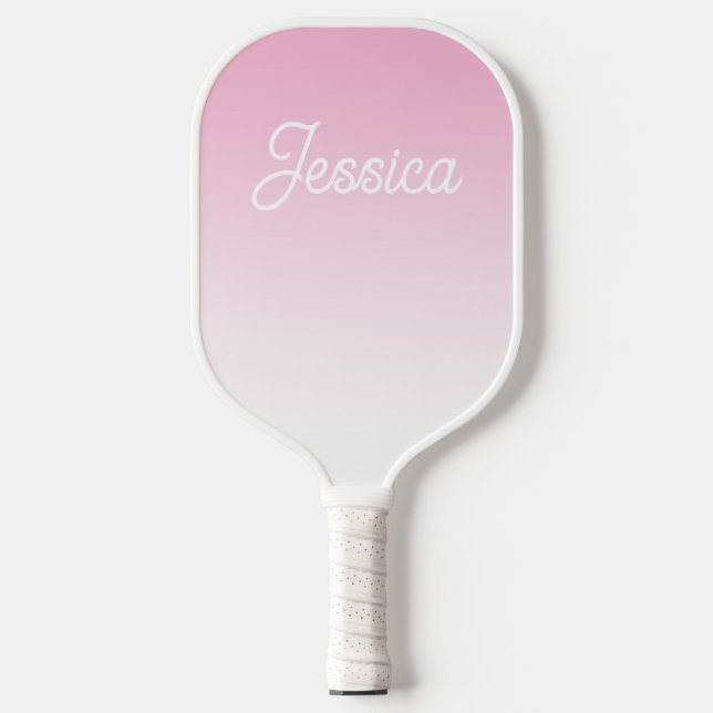(Editable) Light Pink Color Ombre & Your Text Pickleball Paddle (Front)