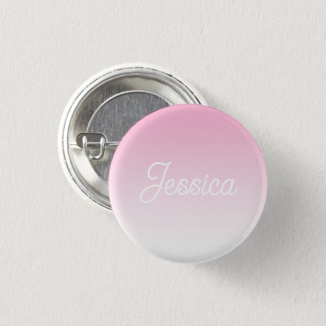 (Editable) Light Pink Colour Ombre & Your Text 3 Cm Round Badge (Front & Back)