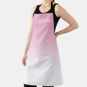 (Editable) Light Pink Colour Ombre & Your Text Apron