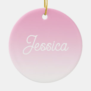 (Editable) Light Pink Colour Ombre & Your Text Ceramic Tree Decoration