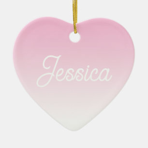 (Editable) Light Pink Colour Ombre & Your Text Ceramic Tree Decoration