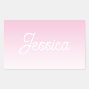 (Editable) Light Pink Colour Ombre & Your Text Rectangular Sticker