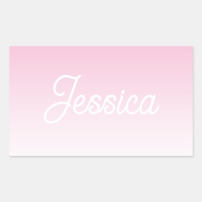 (Editable) Light Pink Colour Ombre & Your Text Rectangular Sticker (Front)