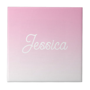 (Editable) Light Pink Colour Ombre & Your Text Tile